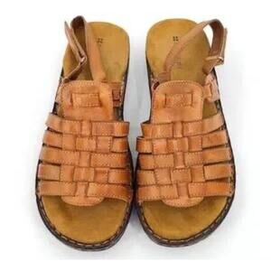 Naturalizer Pompano Womens Size 11W Brown Leather Slingback Sandals